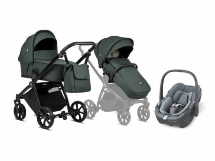 Kombinovaný kočárek Tutis Mio Plus Pacific Green + Maxi-Cosi Pebble 360 Essential Grey