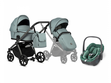 Kombinovaný kočárek Tutis Mio Plus Turquoise + Maxi-Cosi Pebble 360 Essential Green