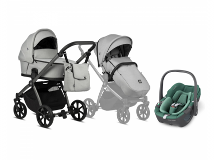 Kombinovaný kočárek Tutis Mio Plus Pearl + Maxi-Cosi Pebble 360 Essential Green