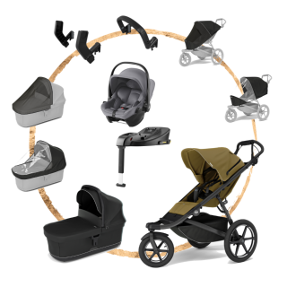 AKČNÍ SET KOMPLET Thule Urban Glide 3 Nutria Green s autosedačkou Britax Baby-Safe Core Grey