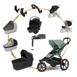 AKČNÍ SET KOMPLET Thule Urban Glide 3 Mist Green s autosedačkou Britax Baby-Safe Core Black