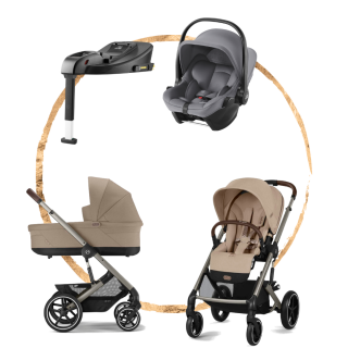 AKČNÍ SET Cybex Balios S Lux Almond Beige s autosedačkou Britax Baby-Safe Core Grey