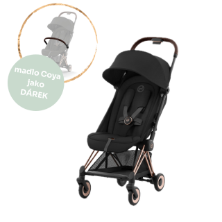 Cestovní kočárek Cybex Coya Rosegold Sepia Black + madlo jako DÁREK