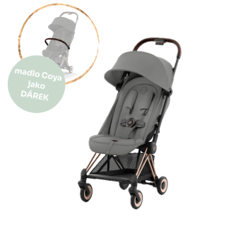 Cestovní kočárek Cybex Coya Rosegold Mirage Grey + madlo jako DÁREK
