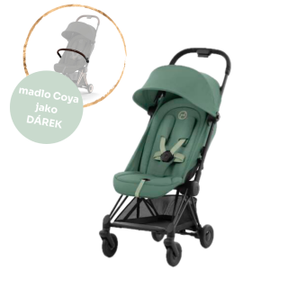 Cestovní kočárek Cybex Coya Matt Black Leaf Green + madlo jako DÁREK
