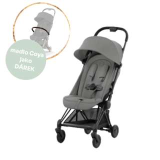 Cestovní kočárek Cybex Coya Matt Black Mirage Grey + madlo jako DÁREK