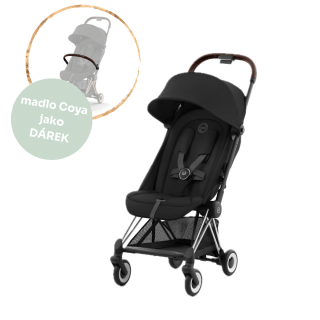 Cestovní kočárek Cybex Coya Chrome Dark Brown Sepia Black + madlo jako DÁREK