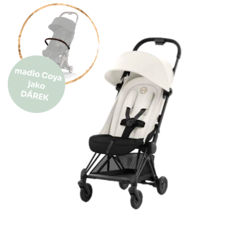 Cestovní kočárek Cybex Coya Matt Black Off White + madlo jako DÁREK