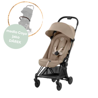 Cestovní kočárek Cybex Coya Matt Black Cozy Beige + madlo jako DÁREK