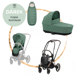 Kombinovaný kočárek Cybex Priam Rosegold Leaf Green + fusak ZDARMA