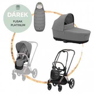 Kombinovaný kočárek Cybex Priam Rosegold Mirage Grey + fusak ZDARMA