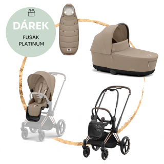 Kombinovaný kočárek Cybex Priam Rosegold Cozy Beige + fusak ZDARMA