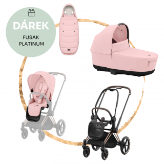 Kombinovaný kočárek Cybex Priam Rosegold Peach Pink + fusak ZDARMA