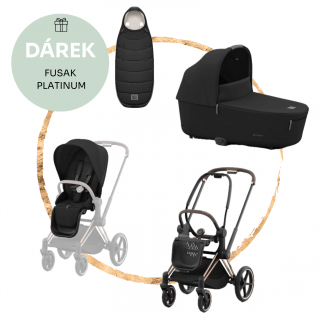 Kombinovaný kočárek Cybex Priam Rosegold Sepia Black + fusak ZDARMA