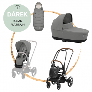 Kombinovaný kočárek Cybex Priam Chrome Brown Mirage Grey + fusak ZDARMA