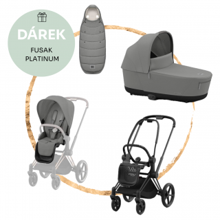 Kombinovaný kočárek Cybex Priam Matt Black Mirage Grey + fusak ZDARMA
