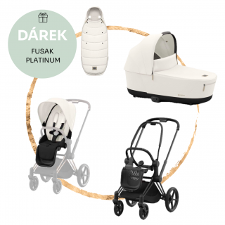 Kombinovaný kočárek Cybex Priam Matt Black Off White + fusak ZDARMA