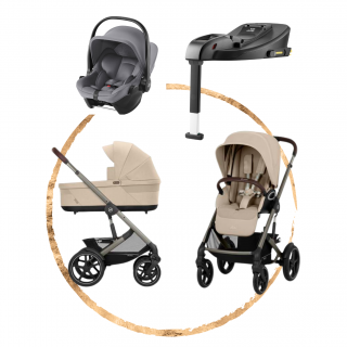 AKČNÍ SET Cybex Talos Lux Almond Beige s autosedačkou Britax Baby-Safe Core Frost Grey