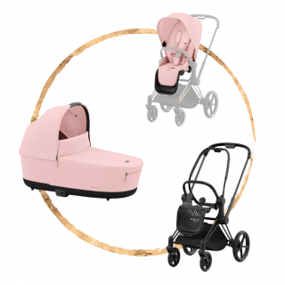 Kombinovaný kočárek Cybex Priam Matt Black Peach Pink