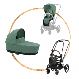 Kombinovaný kočárek Cybex Priam Chrome Brown Leaf Green