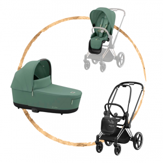 Kombinovaný kočárek Cybex Priam Chrome Black Leaf Green