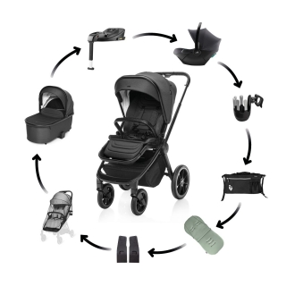 Set kočárek Move Cross 3 All Black + autosedačka Baby Safe Core + báze