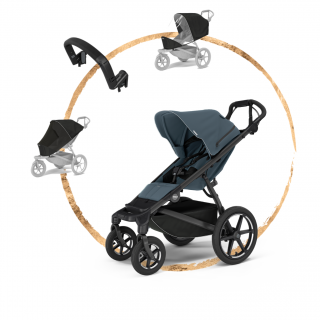 Sportovní kočárek Thule Urban Glide 4-wheel Dark Slate + madlo + pláštěnka + síť proti hmyzu