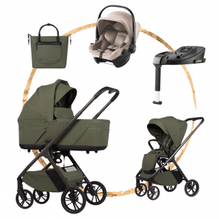 AKČNÍ SET kočárek Venicci Tila Olive s autosedačkou Baby Safe Core Chai a bází