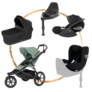AKČNÍ SET Thule Urban Glide 3 Mist Green + set autosedaček Cybex T-Line Sepia Black