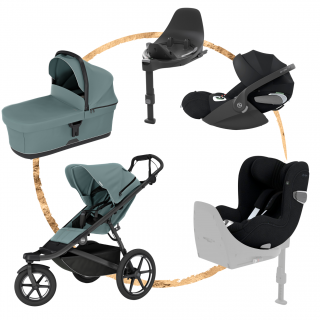 AKČNÍ SET Thule Urban Glide 3 Mid Blue + set autosedaček Cybex T-Line Sepia Black