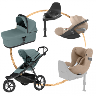 AKČNÍ SET Thule Urban Glide 3 Mid Blue + set autosedaček Cybex T-Line Cozy Beige