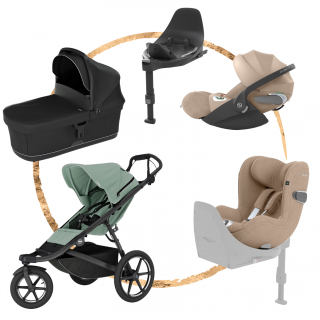 AKČNÍ SET Thule Urban Glide 3 Mist Green + set autosedaček Cybex T-Line Cozy Beige