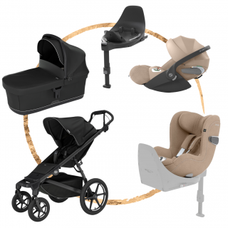 AKČNÍ SET Thule Urban Glide 4 Black + set autosedaček Cybex T-Line Cozy Beige