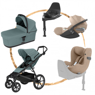AKČNÍ SET Thule Urban Glide 4 Mid Blue + set autosedaček Cybex T-Line Cozy Beige