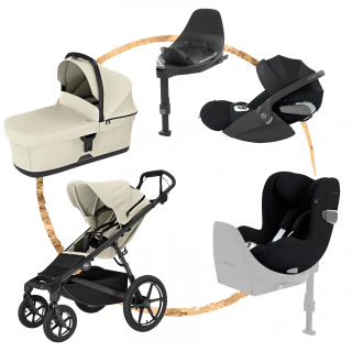 AKČNÍ SET Thule Urban Glide 4 Soft Beige + set autosedaček Cybex T-Line Sepia Black