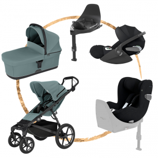 AKČNÍ SET Thule Urban Glide 4 Mid Blue + set autosedaček Cybex T-Line Sepia Black