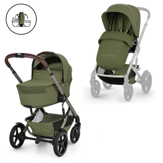 Kombinovaný kočárek Cybex Talos S Lux se skládací korbičkou Moss Green
