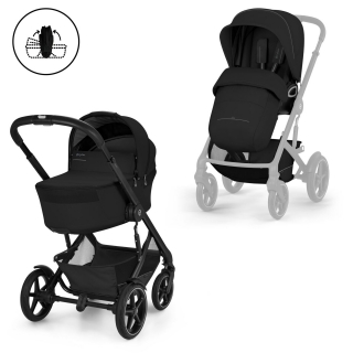 Kombinovaný kočárek Cybex Talos S Lux se skládací korbičkou Moon Black