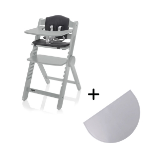 Dřevěná jídelní židlička Zopa Clipp & Clapp Grey + prostírání jako dárek