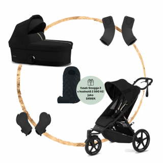 Set Cybex Avi Spin + hluboká korba S + adaptéry na korbu + adaptéry na autosedačku Moon Black