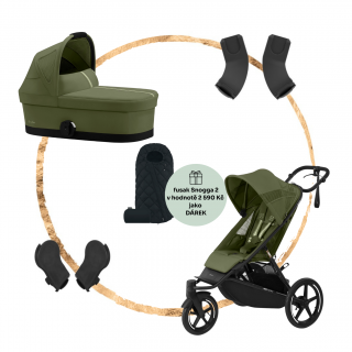 Set Cybex Avi Spin + hluboká korba S + adaptéry na korbu + adaptéry na autosedačku Moss Green