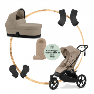 Set Cybex Avi Spin + hluboká korba S + adaptéry na korbu + adaptéry na autosedačku Almond Beige