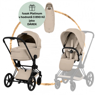 Kombinovaný kočárek Cybex Priam 2026 Comfort Matt Black Cozy Beige
