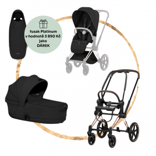 Kombinovaný kočárek Cybex Priam 2026 Style Rosegold Sepia Black + fusak Platinum jako dárek