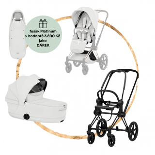 Kombinovaný kočárek Cybex Priam 2026 Style Matt Black Off White + fusak Platinum jako dárek