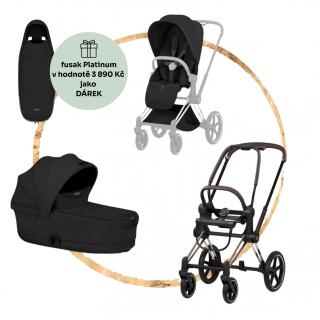 Kombinovaný kočárek Cybex Priam 2026 Style Champagne Gold Sepia Black + fusak Platinum jako dárek