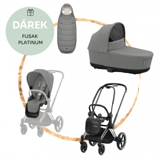 Kombinovaný kočárek Cybex Priam Chrome Black Mirage Grey + fusak ZDARMA