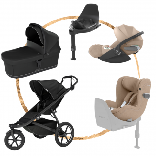 AKČNÍ SET Thule Urban Glide 3 Black + set autosedaček Cybex T-Line Cozy Beige